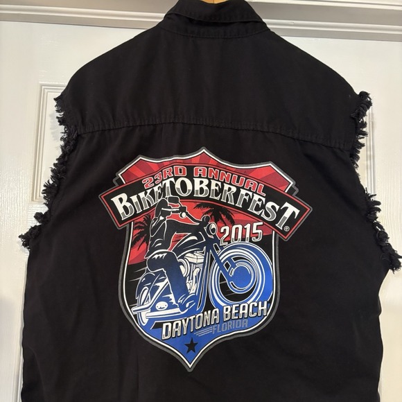 Biker Design Other - 2015 Daytona Beach Biketoberfest Black Vest Motorcycles Riding Size XL